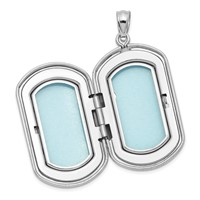 Sterling Silver Rhodium-plated Polished Front Satin Back Celtic Border 30x 19mm Rectangle Locket view 5
