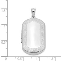 Sterling Silver Rhodium-plated Polished Front Satin Back Celtic Border 30x 19mm Rectangle Locket view 4