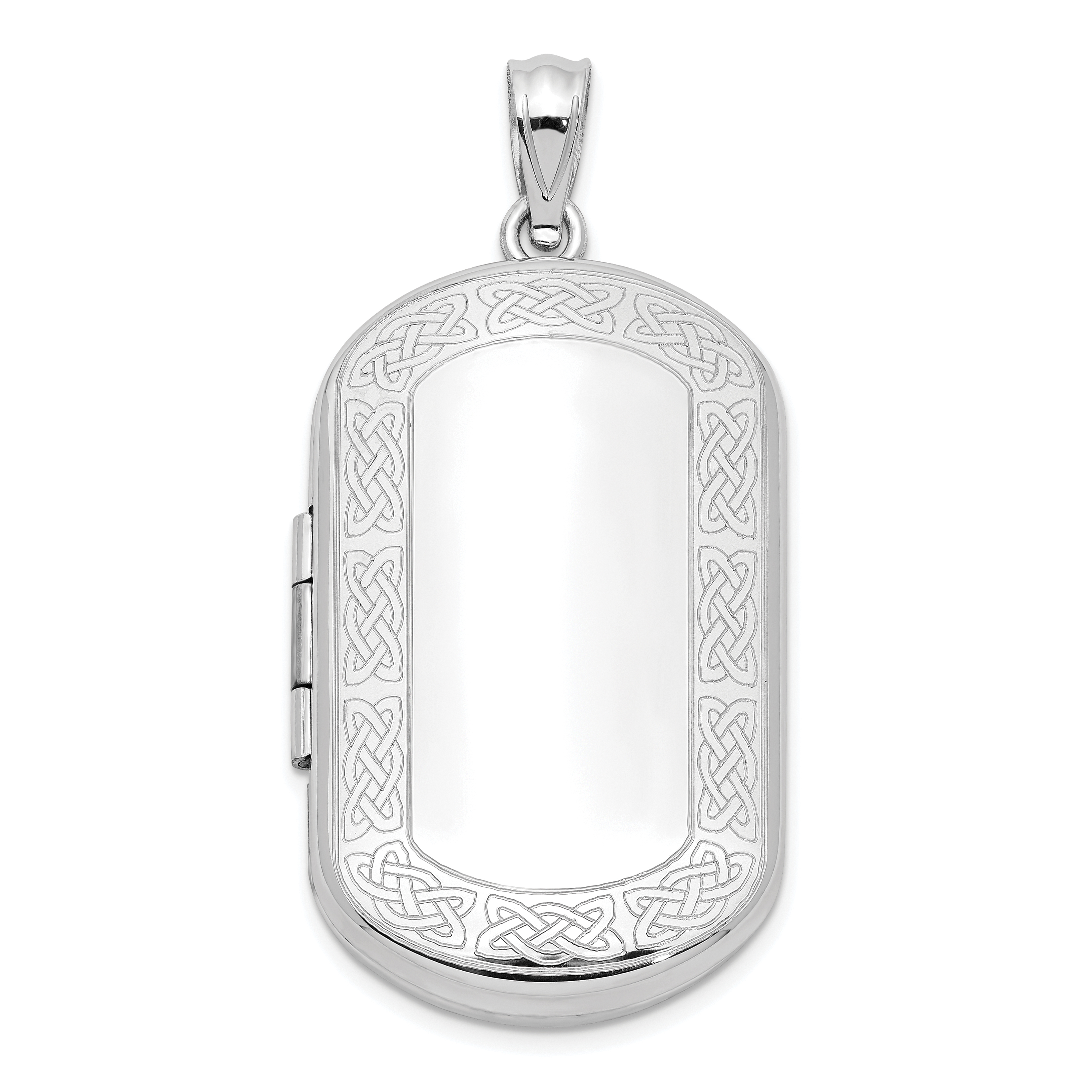 Sterling Silver Rhodium-plated Celtic Border Rectangular Locket (QLS574)