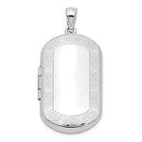 Sterling Silver Rhodium-plated Polished Front Satin Back Celtic Border 30x 19mm Rectangle Locket view 1