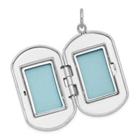 Sterling Silver Rhodium-plated Polished Front Satin Back Greek Key Border 30x 19mm Rectangle Locket view 5