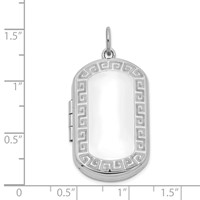 Sterling Silver Rhodium-plated Polished Front Satin Back Greek Key Border 30x 19mm Rectangle Locket view 4