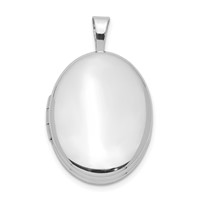 Sterling Silver Rhodium-plated Polished Front Satin Back 20mm Oval Locket view 1