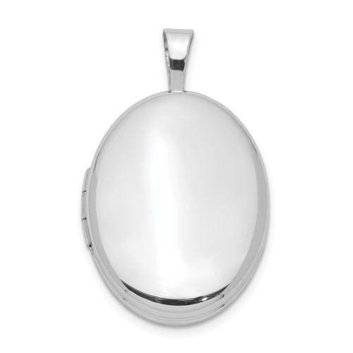 Sterling Silver Rhodium-plated Polished Front Satin Back 20mm Oval Locket