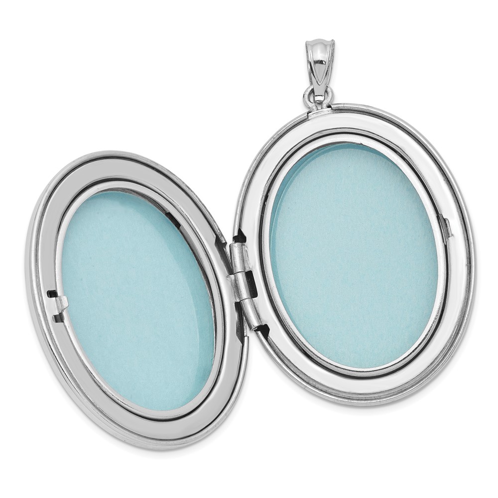 Sterling Silver Rhodium-plated Polished 34mm Oval Locket (QLS578)