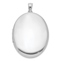 Sterling Silver Rhodium-plated Polished Front Satin Back 34mm Oval Locket view 1