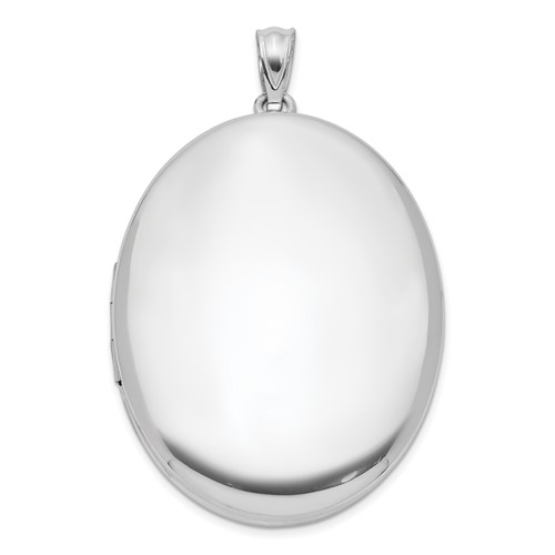 Sterling Silver Rhodium-plated Polished Front Satin Back 34mm Oval Locket