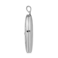 Sterling Silver Rhodium-plated Polished Front Satin Back Diamond Star with Swirl Border 34mm Oval Locket view 2