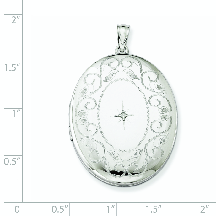 Silver & Diamond w/ Swirl Border 34mm Oval Locket QLS579 883957562469| eBay