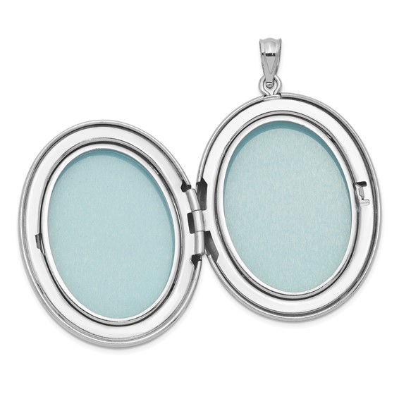 Sterling Silver Rhodium-plated & Diamond Polished 34mm Oval Locket