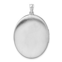 Sterling Silver Rhodium-plated Polished Front Satin Back Swirl Design 34mm Oval Locket view 3