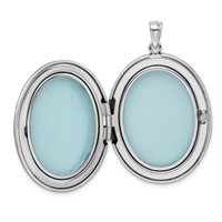 Sterling Silver Rhodium-plated Polished Front Satin Back Swirl Design 34mm Oval Locket view 5