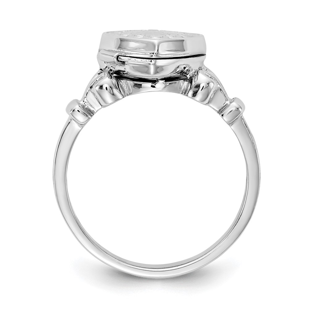 Sterling Silver Rhodium-plated 10mm Locket Ring (QLS588R-6)