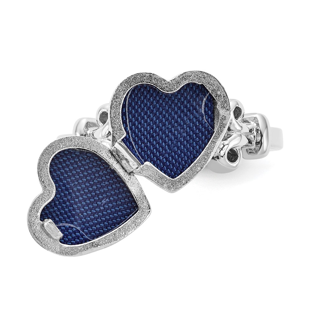 Sterling Silver Rhodium-plated 10mm Locket Ring (QLS588R-6)