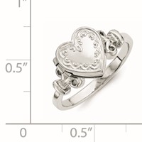 Sterling Silver Rhodium-plated 10mm Heart Locket Ring view 5