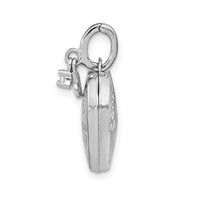 Sterling Silver Rhodium-plated Happy 16th Birthday with CZ Heart Locket view 2