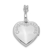 Sterling Silver Rhodium-plated Happy 16th Birthday with CZ Heart Locket view 3