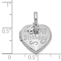 Sterling Silver Rhodium-plated Happy 16th Birthday with CZ Heart Locket view 5