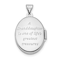 Sterling Silver Rhodium-plated Gold-plated Floral Granddaughter Reversible...one of Lifes Greatest. 21mm Oval Locket view 3