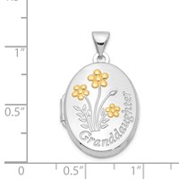 Sterling Silver Rhodium-plated Gold-plated Floral Granddaughter Reversible...one of Lifes Greatest. 21mm Oval Locket view 5