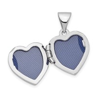 Sterling Silver Rhodium-plated Diamond Love Reversible I Love You More Today. with Gold-plated Charm 12mm Heart Locket view 4