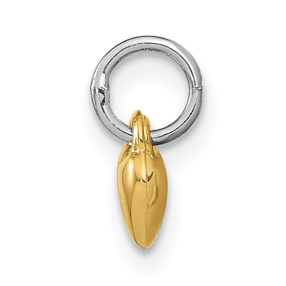 Sterling Silver Rhodium-plated w/Gold-plated Dia w/ Charm Heart Locket