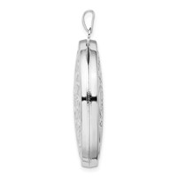 Sterling Silver Rhodium-plated Floral Swirl Reversible Same on Back 32mm Oval Locket view 2