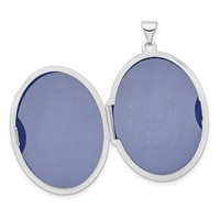Sterling Silver Rhodium-plated Floral Swirl Reversible Same on Back 32mm Oval Locket view 5