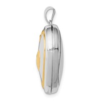 Sterling Silver Rhodium-plated and Gold-plated with Key Charm Inside 21mm Heart Locket view 2