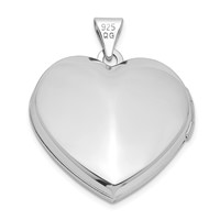 Sterling Silver Rhodium-plated and Gold-plated with Key Charm Inside 21mm Heart Locket view 3