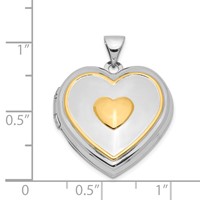 Sterling Silver Rhodium-plated and Gold-plated with Key Charm Inside 21mm Heart Locket view 5