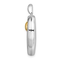 Sterling Silver Rhodium-plated and Gold-plated I Love You 21mm Heart Locket view 2