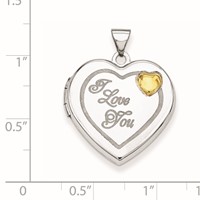 Sterling Silver Rhodium-plated and Gold-plated I Love You 21mm Heart Locket view 4
