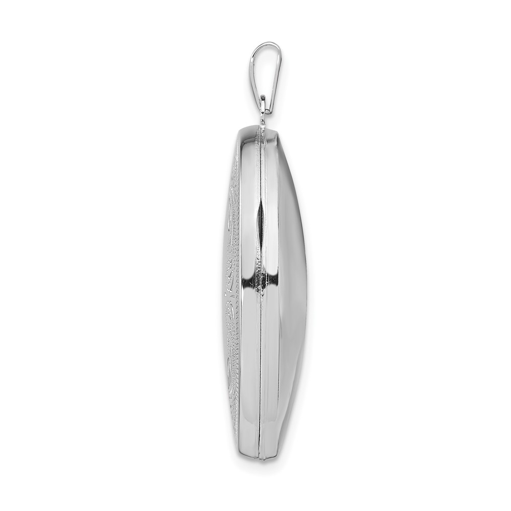Sterling Silver Rhodium-plated 31mm Oval Scroll Locket (QLS607)