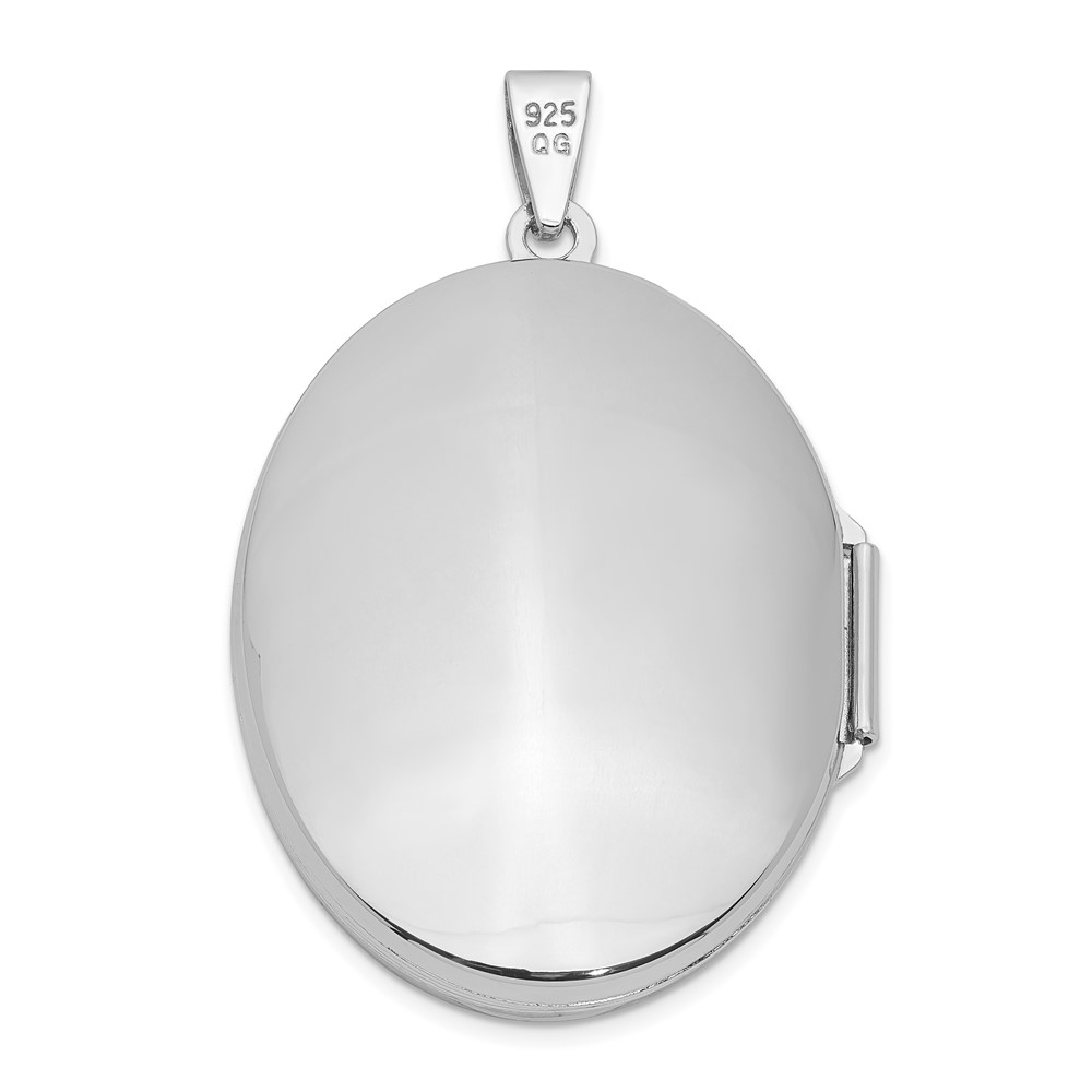 Sterling Silver Rhodium-plated 31mm Oval Scroll Locket (QLS607)