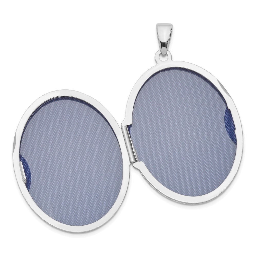 Sterling Silver Rhodium-plated 31mm Oval Scroll Locket (QLS607)