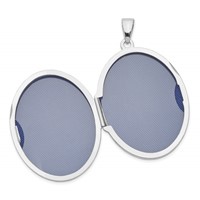 Sterling Silver Rhodium-plated Polished Scroll Design 31mm Oval Locket view 5