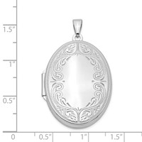 Sterling Silver Rhodium-plated Polished Scroll Design 31mm Oval Locket view 4