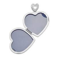 Sterling Silver Rhodium-plated Diamond Accent Vintage Filigree 24mm Heart Locket view 5