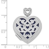 Sterling Silver Rhodium-plated Diamond Accent Vintage Filigree 24mm Heart Locket view 4