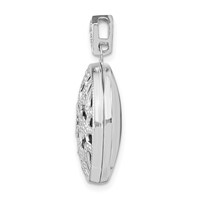 Sterling Silver Rhodium-plated Diamond Vintage Filigree 20mm Round Locket view 2
