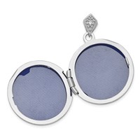 Sterling Silver Rhodium-plated Diamond Vintage Filigree 20mm Round Locket view 5