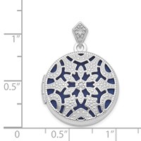 Sterling Silver Rhodium-plated Diamond Vintage Filigree 20mm Round Locket view 4