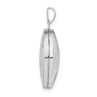 Sterling Silver Rhodium-plated Polished Leaf Floral 20mm Round Locket view 2