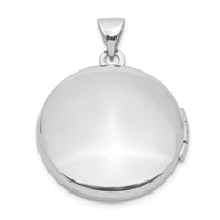 Sterling Silver Rhodium-plated Polished Leaf Floral 20mm Round Locket view 3