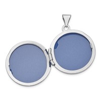 Sterling Silver Rhodium-plated Polished Leaf Floral 20mm Round Locket view 5