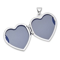 Sterling Silver Rhodium-plated Textured Design 21mm Heart Locket view 5