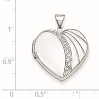 Sterling Silver Rhodium-plated Textured Design 21mm Heart Locket view 4