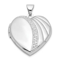Sterling Silver Rhodium-plated Textured Design 21mm Heart Locket view 1