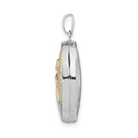 Sterling Silver Rhodium-plated and Gold-plated Guardian Angel Reversible to Watch Over You. 21mm Oval Locket view 2
